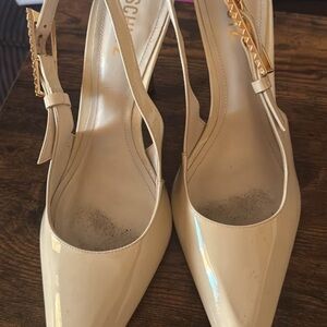 SCHUTZ Cream Patent Slingback Heels